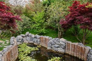 Japans tuin in krasnodar galitsky park. traditioneel park foto