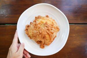 omelet, omelet of diep gebakken ei en rijst- foto