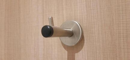 deur stop muur. roestvrij magnetisch deur in toilet foto
