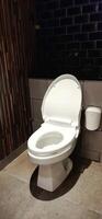 wc of wit toilet kom met blozen water foto