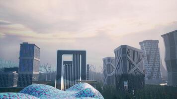futuristische stadsgezicht met Geavanceerd infrastructuur foto