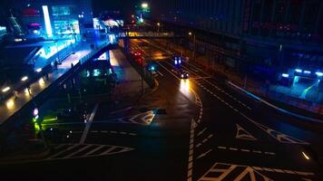 een timelapse van de straat Bij de downtown in Osaka Bij nacht hoog hoek foto