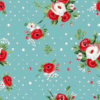 naadloos patroon, tileable Kerstmis vakantie bloemen, land bloemen dots afdrukken, Engels platteland rozen voor behang, omhulsel papier, plakboek, kleding stof en Product ontwerp foto