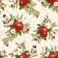 naadloos patroon, tileable Kerstmis vakantie bloemen, land bloemen dots afdrukken, Engels platteland rozen voor behang, omhulsel papier, plakboek, kleding stof en Product ontwerp foto