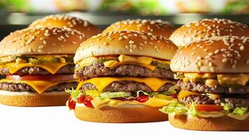 perfect hamburgers, snel voedsel keten reclame foto