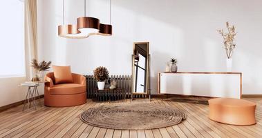 moderne woonkamer minimalistisch ontwerp, 3D-rendering foto