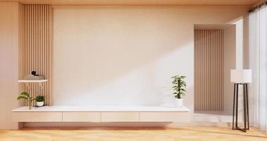 houten kastontwerp op moderne kamer japans.3d-rendering foto