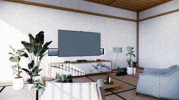 bank en kast in Japanse woonkamer op witte muur achtergrond, 3D-rendering