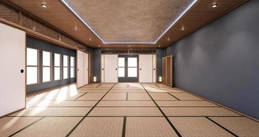 donker ontwerp, lege kamer tatami-mat die de mooiste ontwerpt. 3D-rendering foto