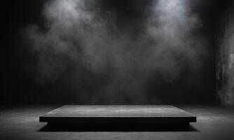 podium zwart donker rook achtergrond Product platform abstract stadium structuur mist spotlight foto