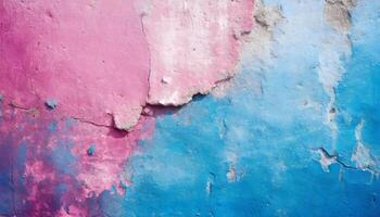 gegenereerd beeld oud grunge muur textuur, roze en blauw foto