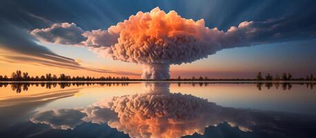 gevolg van een nucleair aanval. explosie van een atomair bom. foto