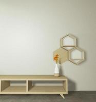 kabinet moderne lege ruimte, minimalistisch ontwerp Japanse stijl. 3D-rendering