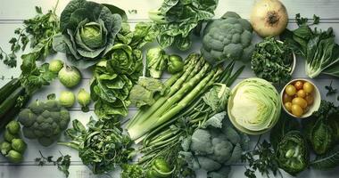 groen groenten in culinaire geneugten voor een gezond vegetarisch of veganistisch levensstijl foto