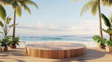 meetkundig podium Product mockup met zomer thema. achtergrond foto