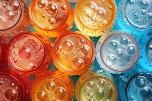 divers verkoudheid drinken cups en ijs ballen professioneel reclame voedsel fotografie foto