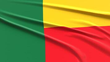 Benin vlag. kleding stof getextureerde beninees vlag. 3d geven illustratie. foto