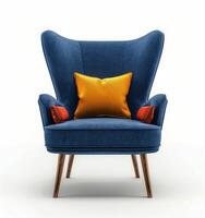 blauw stoel met kleurrijk kussens foto