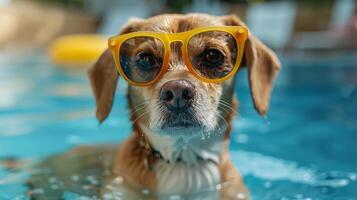 hond vervelend zonnebril ontspannende Aan bankstel foto