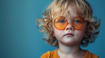 weinig jongen vervelend oranje bril foto