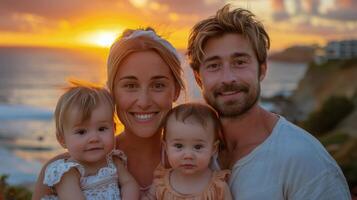 Mens en twee jong meisjes glimlachen door zwemmen zwembad foto