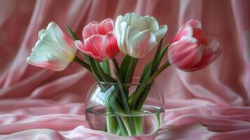 vaas met wit en roze bloemen foto