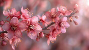 Afdeling van een boom met roze bloemen foto