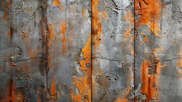 verroest metaal muur met oranje verf foto