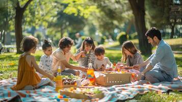 kinderen dag buitenshuis picknick foto