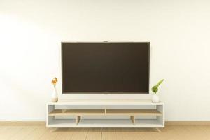 tv-kast in tropische lege kamer japans - zen-stijl, minimale ontwerpen. 3D-rendering foto
