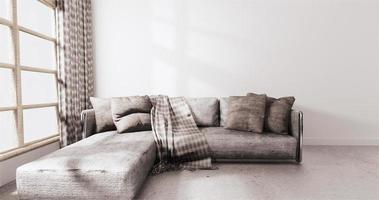 moderne stijl met witte muur op houten vloer en sofa fauteuil op carpet.3d rendering foto