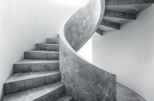 een spiraal trappenhuis in zwart en wit foto