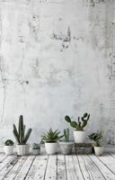 groep van ingemaakt planten Aan houten tafel foto