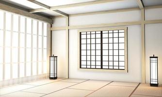 ryokan kamer lege zen zeer Japanse stijl met tatami mat floor.3d rendering foto