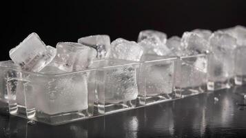 een rij van ijs kubus dienbladen elk een gevulde met perfect gevormd kubussen en klaar voor gebruik foto
