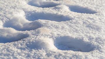 de opdrukken van klein dier sporen kriskras door elkaar tussen sneeuw rollen bewijs van hun nieuwsgierigheid foto