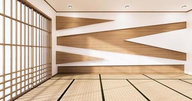 kast plank muur op tatami mat vloer kamer japanse stijl. 3D-rendering foto