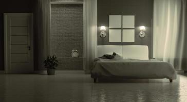 nacht slaapkamer moderne stijl interieur. 3D-rendering foto