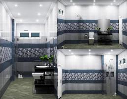 lichte badkamer design tegels blauwe moderne stijl. 3D-rendering foto