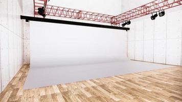 studio - moderne filmstudio met wit scherm. 3D-rendering foto