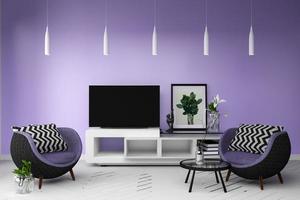 smart tv in living colour full style interieur. 3D-rendering foto