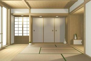 lege grote kamer Japanse tropische stijl. 3D-rendering foto