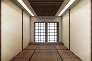 mock-up, japanse tatami-mat met lege kamer die de mooiste ontwerpt. 3D-rendering foto