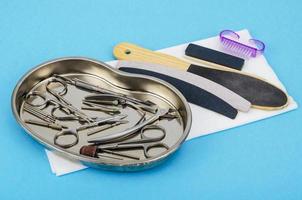 set professionele manicure tools. concept van schoonheid. foto