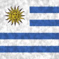 Uruguay olie schilderen. uruguayaans embleem tekening canvas. een geschilderd afbeelding van een land's vlag. foto