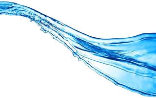 lichtblauw transparant watergolfoppervlak met plonsbel op waterwit.