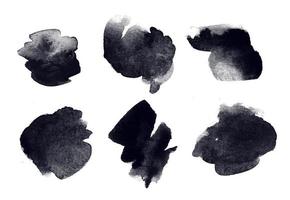 set van abstracte aquarel penseel collecties. handgetekende artistieke slag voor kopieerruimte en elk creatief ontwerp in zwart. element grafisch materiaal voor het maken van patronen, textuur, enz.
