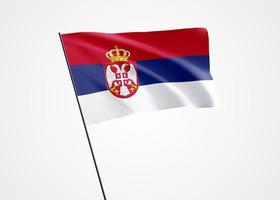 Servië vliegt hoog op de geïsoleerde achtergrond. 15 februari onafhankelijkheidsdag servië. 3d illustratie wereld nationale vlag collectie foto