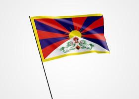 tibet vliegt hoog op de geïsoleerde achtergrond. 13 februari tibet onafhankelijkheidsdag. 3d illustratie wereld nationale vlag collectie foto