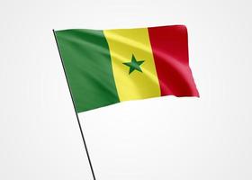 Senegal vlag hoog op de witte geïsoleerde achtergrond. 04 april Senegal onafhankelijkheidsdag. wereld nationale vlag collectie wereld nationale vlag collectie foto